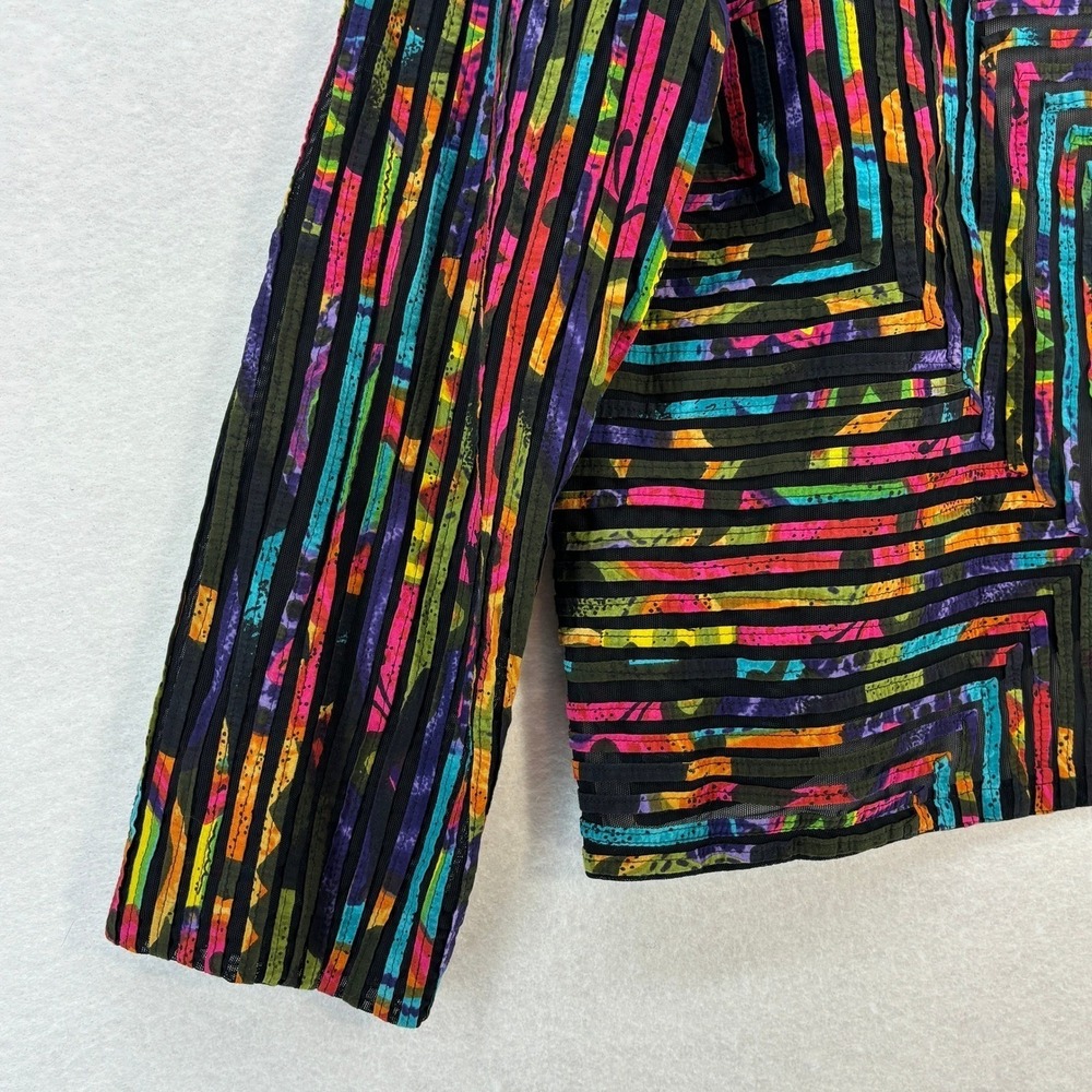 Vintage Chico's Artsy Jacket MEDIUM Multicolor Abstract y2k Festival Open Front - Picture 5 of 13
